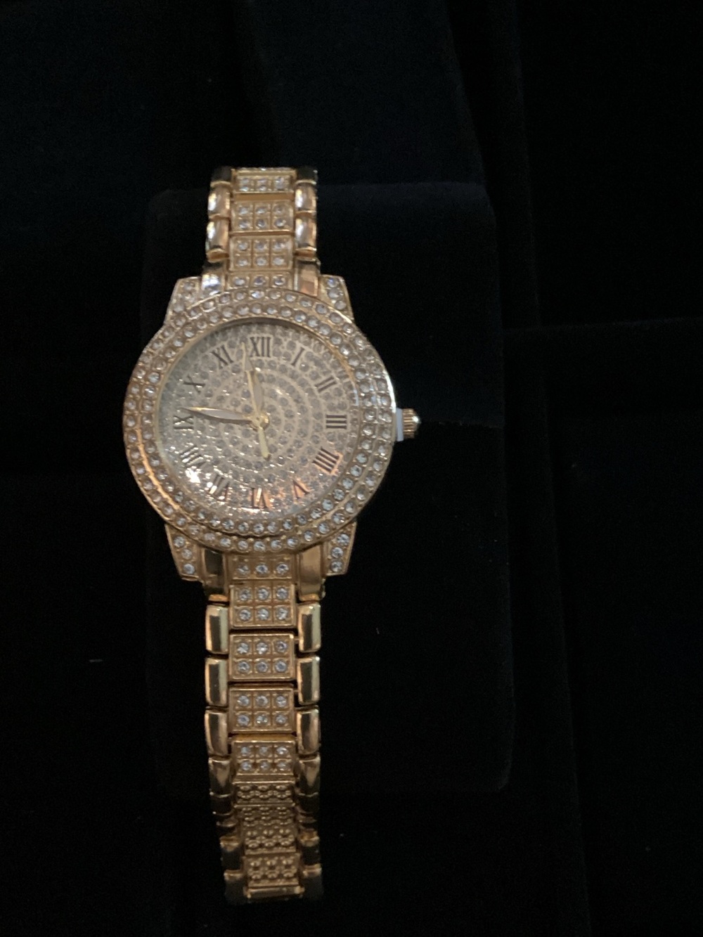 Crystal-Embellished Gold Women's Bracelet Watch